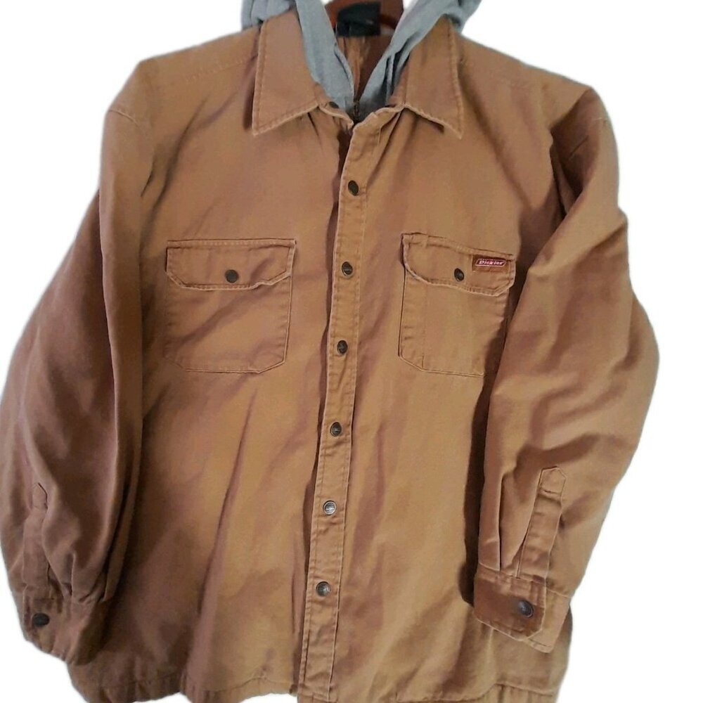 Vtg Dickies Mens Hooded Canvas Quilted Heavyweight Outdoor Chore Jacket Size XL